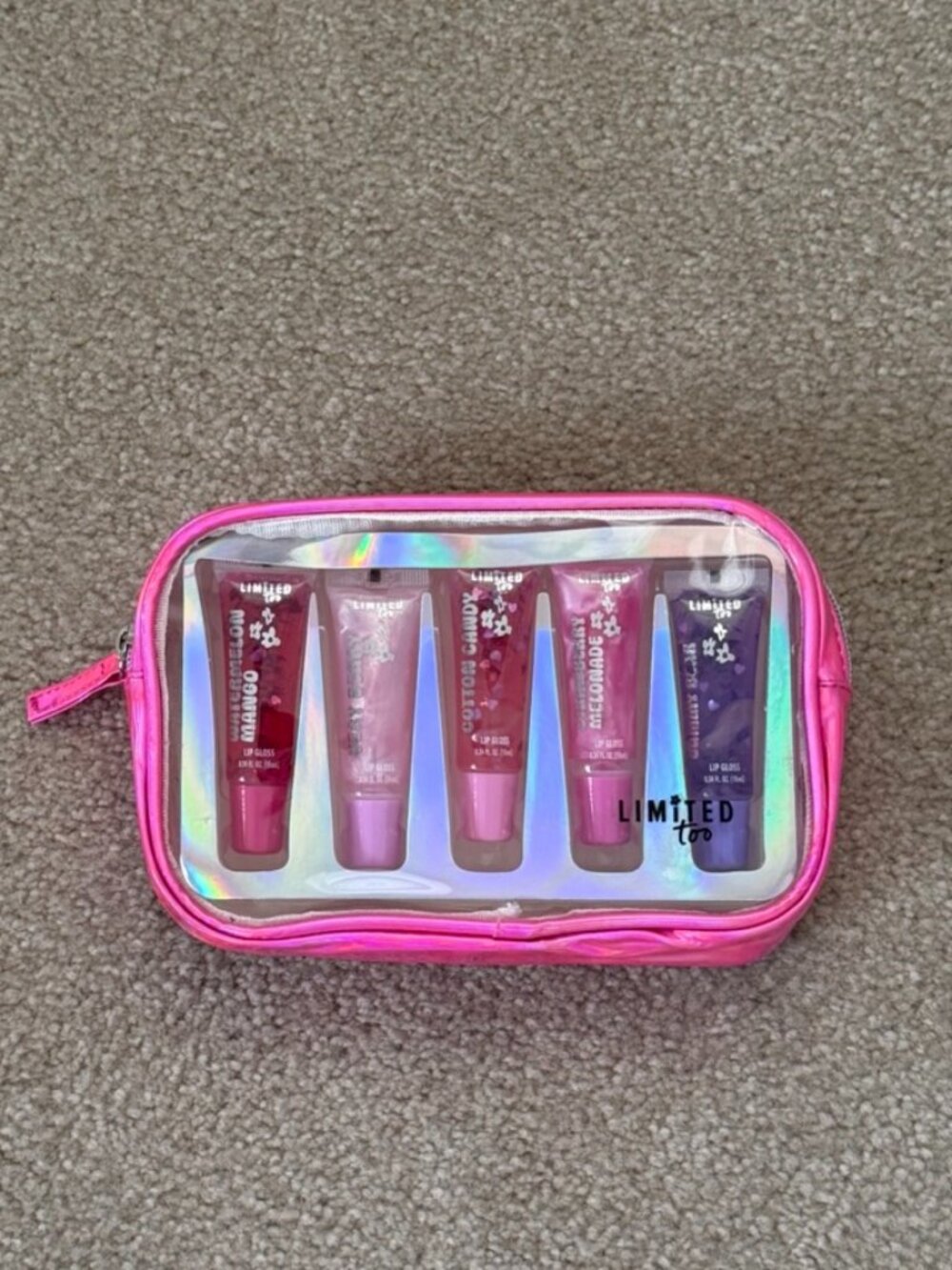 Limited Too Shimmer Lipgloss Cosmetic Pouch Set